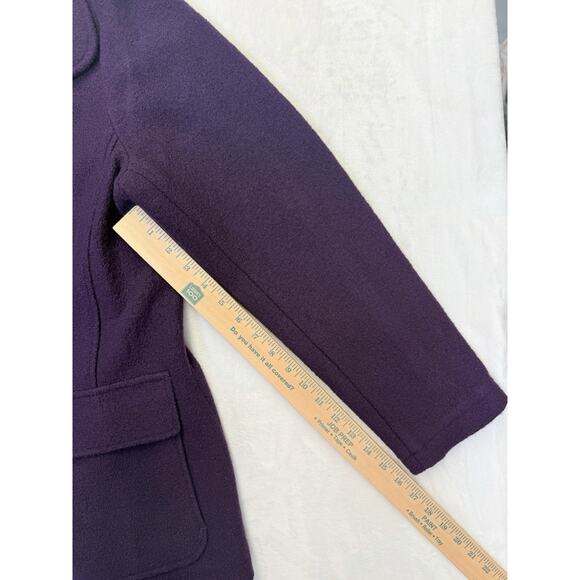 L.L.Bean Pea Coat Women’s Sz M Purple Bellandi Italian Boiled Wool Collared - Picture 8 of 8